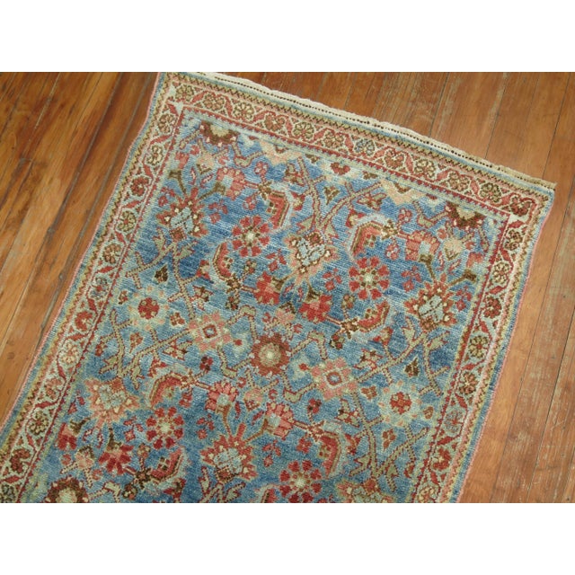 Zabihi Collection Extra Long Persian Malayer Runner in Light Blue and Pink For Sale In New York - Image 6 of 9