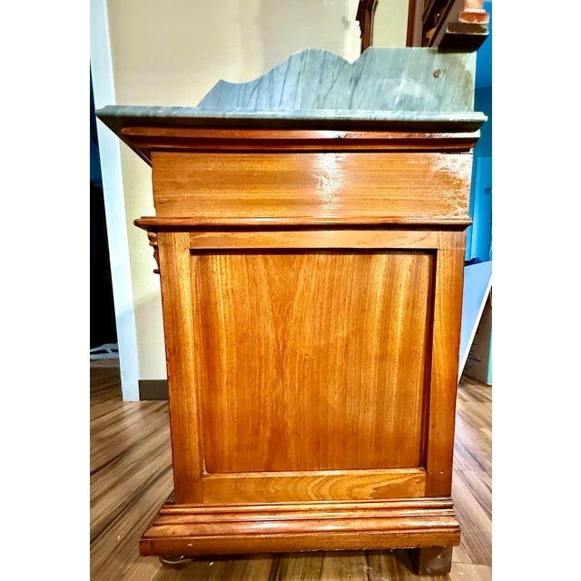 Brown Late 19th Century Victorian Antique Vanity**Marble Top, Carved Walnut, Beveled Mirror** For Sale - Image 8 of 10