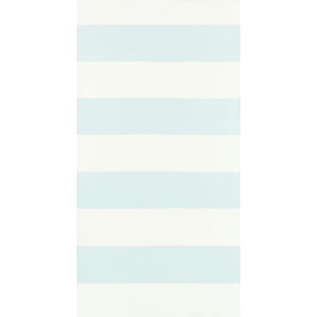 Contemporary Schumacher Baxter Stripe Wallpaper in Sky For Sale - Image 3 of 3