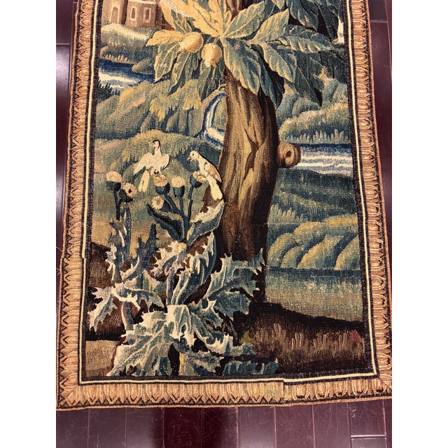 Baroque Antique 17th Century Flemish Pastoral Tapestry With Botanical and Landscape Scene For Sale - Image 3 of 6