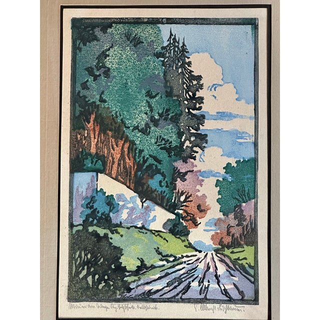 Vintage Framed Early 20th Century Landscape Woodblock Print For Sale - Image 14 of 14