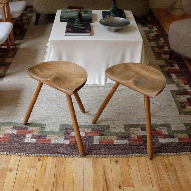 Wood 1940s Vintage Swedish Stools - a Pair For Sale - Image 7 of 7