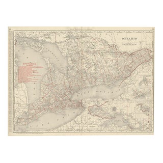 Antique Map of Ontario with Toronto and Ottawa Insets by Ran McNally, 1899 For Sale