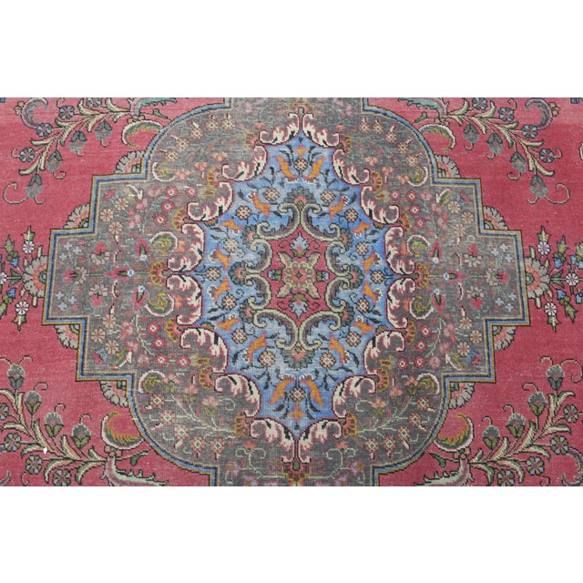 Textile 1970s Vintage Persian Handmade Wool Pink Oversized Area Rug For Sale - Image 7 of 10