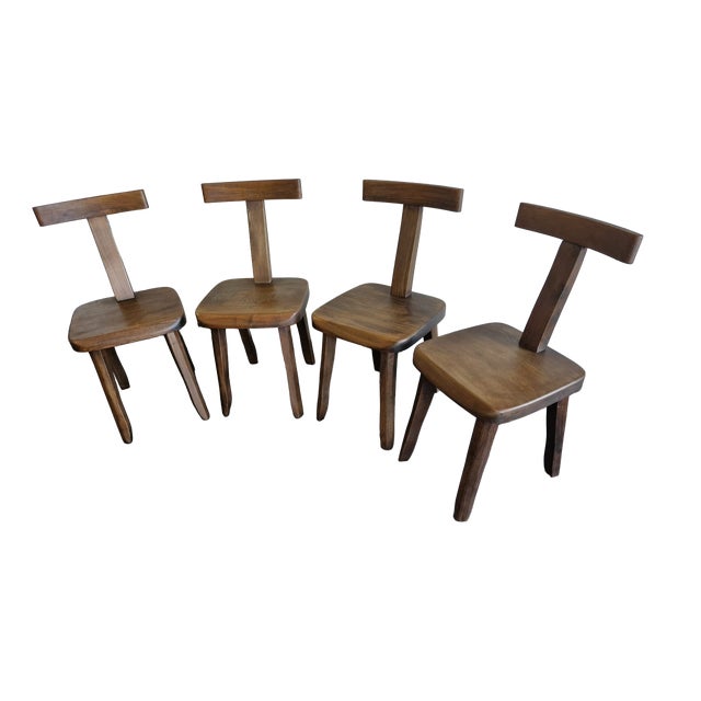 Brutalist Model T Chairs from Olavi Hanninen, Finland, 1960s, Set of 4 For Sale