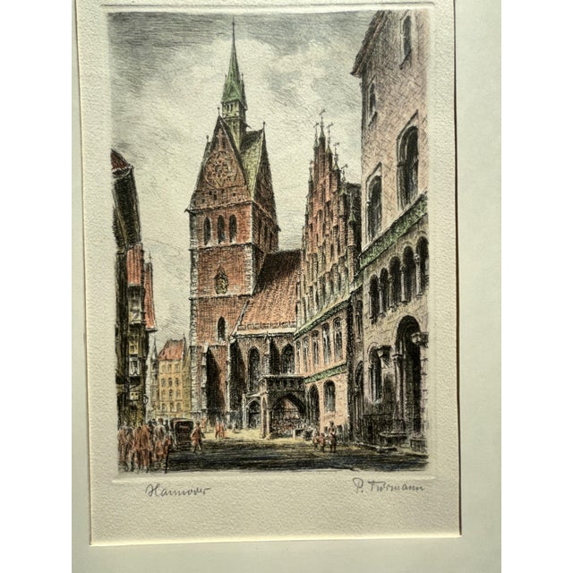 Paul Fuhrmann, Hannover Town with Historic Church, 1930, Etching, Framed For Sale - Image 6 of 9