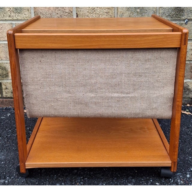 Mid 20th Century Danish Modern Magazine Rack Rolling Tiered Side Table For Sale In Washington DC - Image 6 of 13