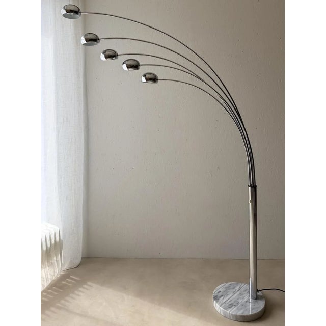 Vintage 5-Arm Arc Lamp in Chrome and Marble, 1970s For Sale - Image 13 of 13