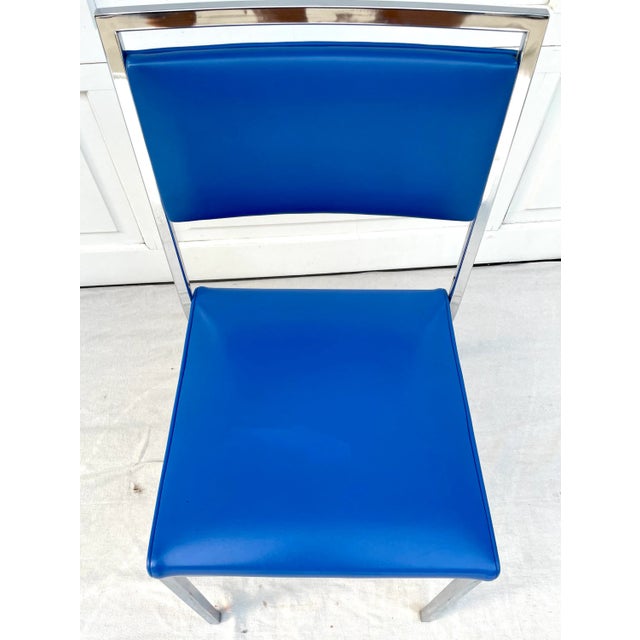 Vintage Bright Blue and Steel Modern Side Chair For Sale - Image 9 of 13