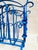 Metal Vintage Mid Century Blue Enameled Scrolled Iron and Flowers Magazine Rack For Sale - Image 7 of 12