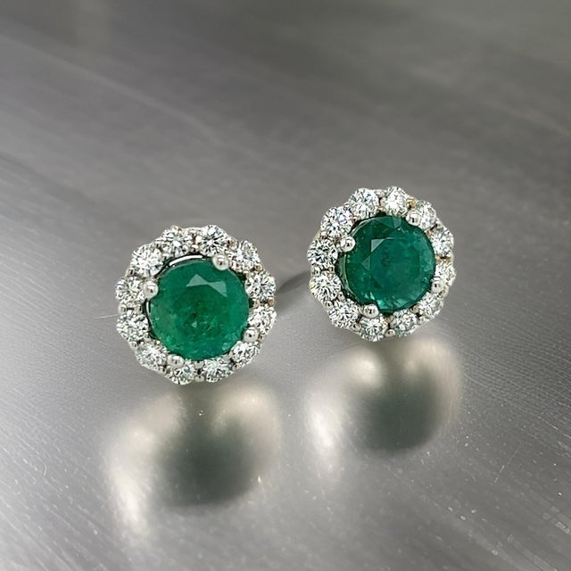 Natural Emerald Diamond Earrings 18k White Gold 3.8 TCW Certified For Sale - Image 9 of 10