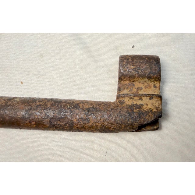 Black Large Rare 18th Century Hand Wrought Iron Open Barrel Shaft Bit Skeleton Key For Sale - Image 8 of 10