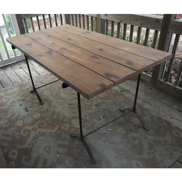 Pottery Barn Iron Trestle Table Chairish