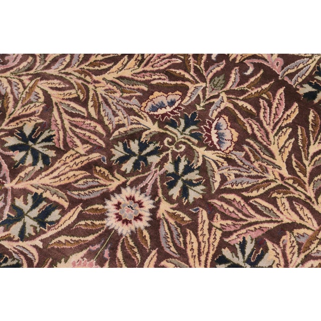 Shabby Chic Shabby Chic 1990's Floral Pak-Persian Brown/Gray Wool Round Rug- 8'0'' X 8'3'' For Sale - Image 3 of 9