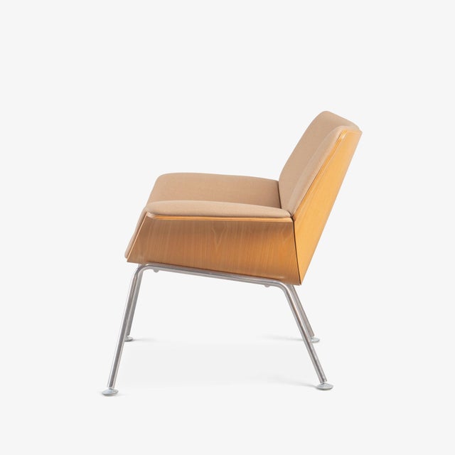 Mid-Century Modern Swoop Plywood Lounge Chairs in Camel Wool & Ash by Brian Kane for Herman Miller, Pair For Sale - Image 3 of 12