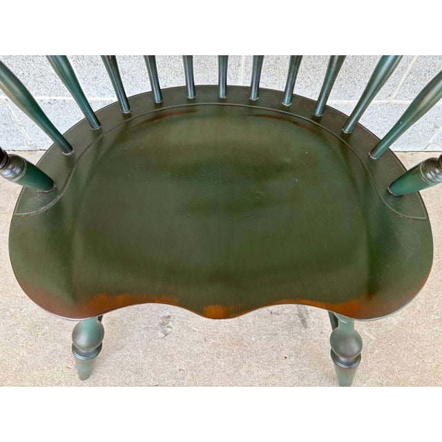 Olive Nichols & Stone Olive Green Maple Comb Back Arm Chair For Sale - Image 8 of 10