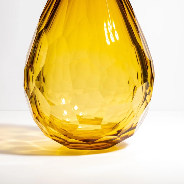 Glass Hand Blown Murano Barrel Vase in Amber Xxl For Sale - Image 7 of 7