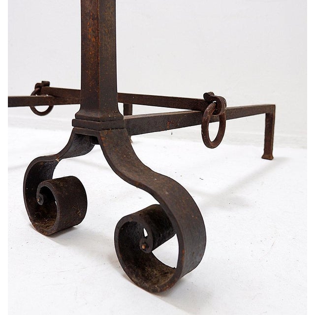 Antique Wrought Iron Andirons, 1890s, Set of 3 For Sale - Image 11 of 13