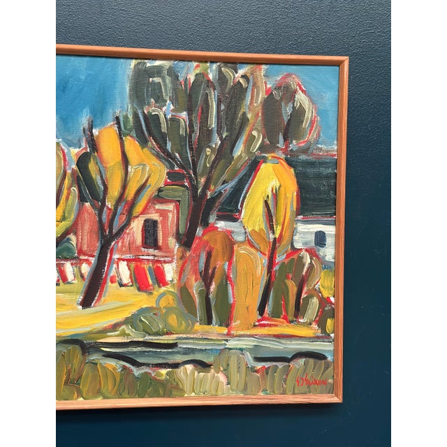 Mid 20th Century Unknown, Behind the Trees, 1950s, Oil on Canvas, Framed For Sale - Image 5 of 18