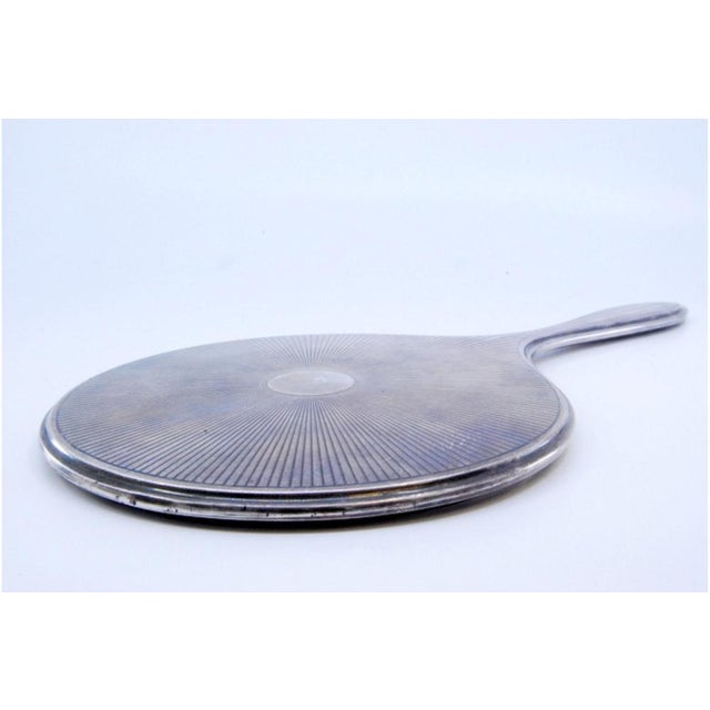Round Hand Mirror in Plain Silver with Sunbeams Behind It For Sale - Image 5 of 9