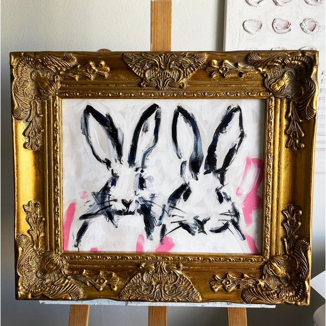 Bunny Hop Original Acrylic Painting in Victorian Gold Gilded Frame For Sale In West Palm - Image 6 of 6