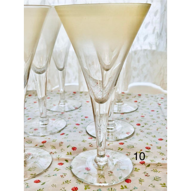 Mid-Century Modern Vintage Mid-Century Modern Dorothy Thorpe Martini Glasses Yellow Satin - 10 pcs For Sale - Image 3 of 10