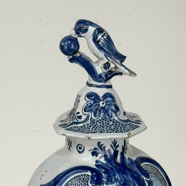 Set of Five 18th Century Dutch Delft Biblical-Themed Garniture Vases For Sale - Image 11 of 18