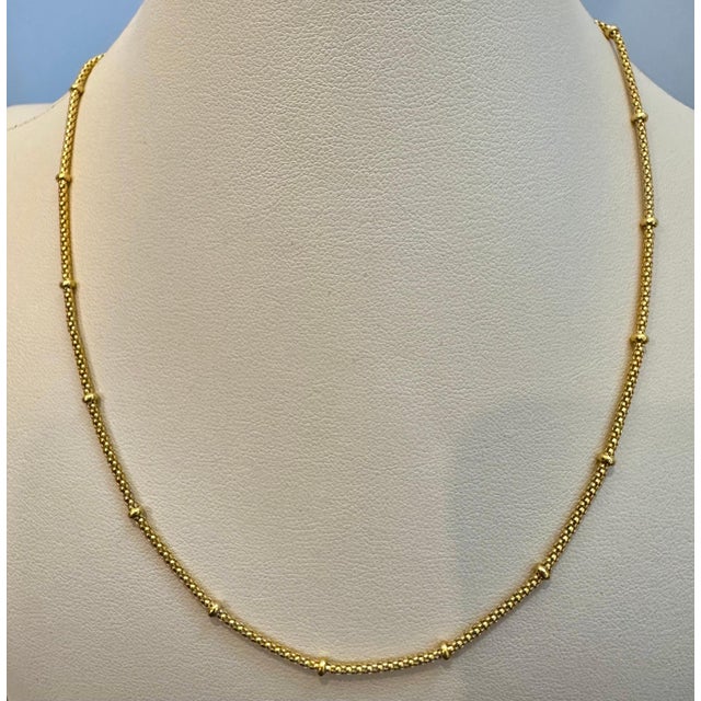 Vintage 18 Karat Yellow Gold 5.4 Gm Ball Station chain Necklace, Italian 15.5" For Sale In New York - Image 6 of 18