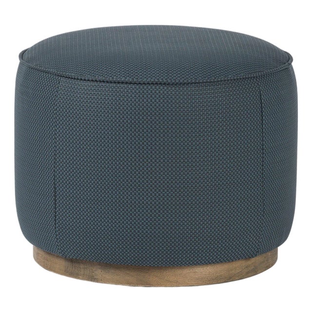 Four Hands Sinclair Round Ottoman - Fresno Cobalt For Sale