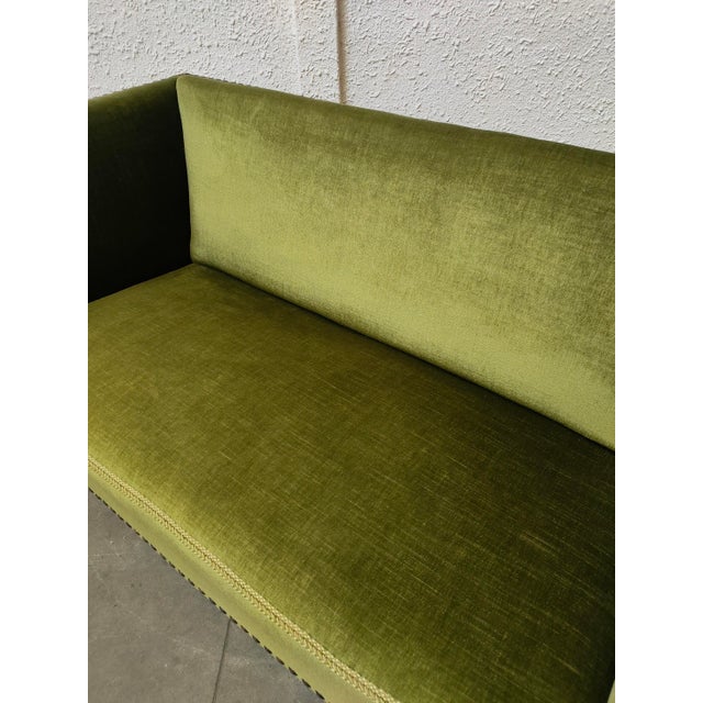 Forest Green Mid-Century Danish Velvet Sofa Bed, 1970 For Sale - Image 8 of 10