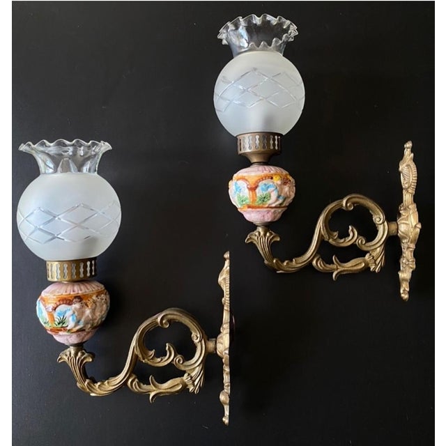 1960s Vintage Italian Ceramic Sconces, 1960s, Set of 2 For Sale - Image 5 of 9