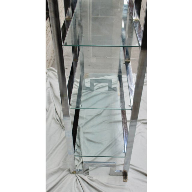 Chrome Chrome and Steel Etegere With 6 Glass Shelves For Sale - Image 8 of 17