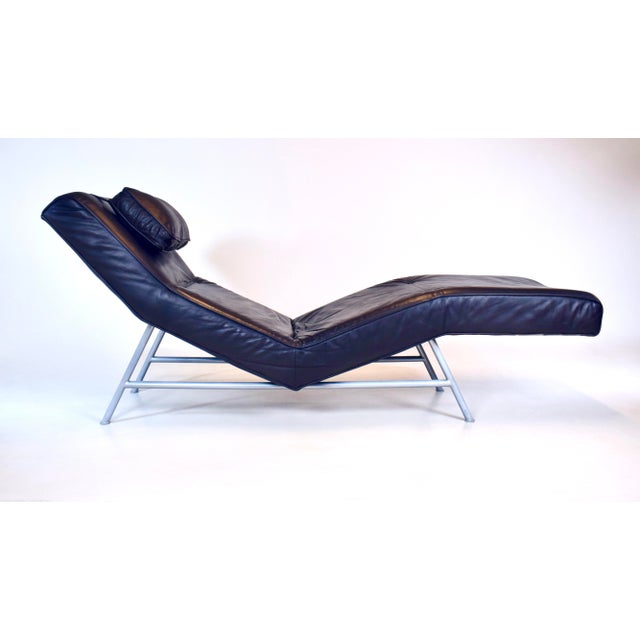 Mid-Century Modern Milo Baughman Black Leather Fred Chaise Lounge Chair for Thayer Coggin For Sale - Image 3 of 14