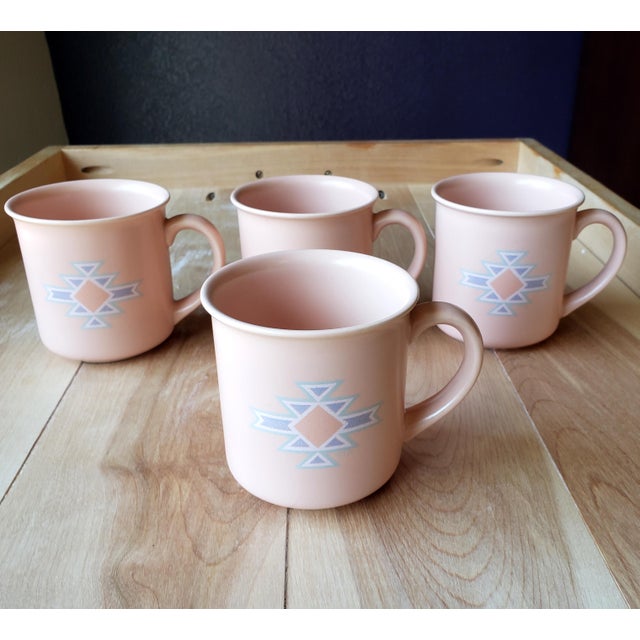 Vintage Southwest Stoneware Coffee Mugs - Set of 4 by Treasure Craft For Sale - Image 4 of 7