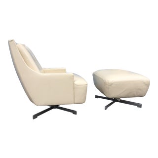 Contemporary Barbara Barry & HBF Scoop Lounge Chair & Ottoman - a Pair For Sale