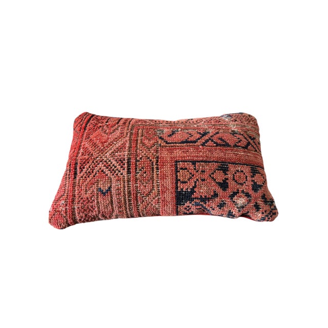 Superb antique Persian tribal Malayer rug pillow fragment in excellent condition. This stunning piece features rich...