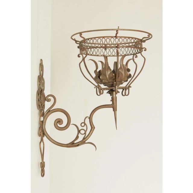 Italian Vintage Italian Wrought Iron Wall Sconce For Sale - Image 3 of 12