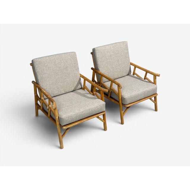 Ficks Reed, Lounge Chairs, Bamboo, Cane, Beige Tweed, Usa, 1950s For Sale In New York - Image 6 of 15