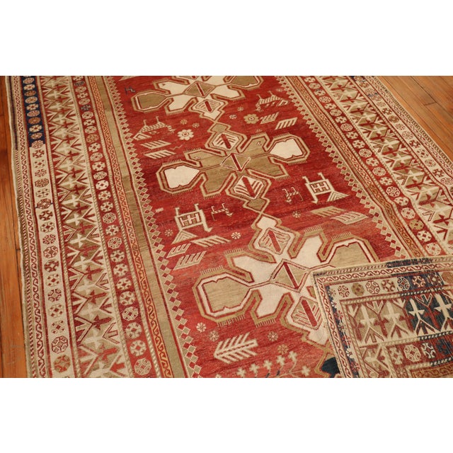 Red Antique Caucasian Shirvan Rug - 4'11" x 10'9" For Sale - Image 10 of 18