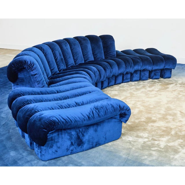 De Sede De Sede Ds-600 Non Stop Modular Blue Velvet Sofa 38 Elements For Sale - Image 4 of 12