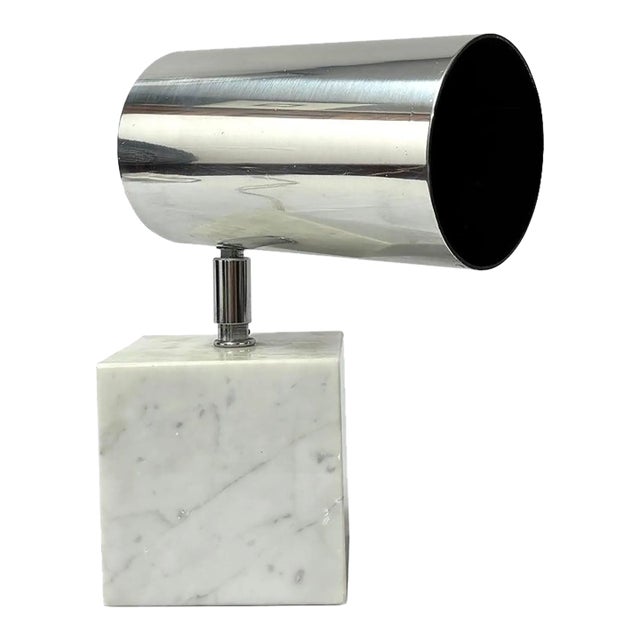 Neal Small for Koch & Lowy Chrome and Marble Spotlight Table Lamp For Sale