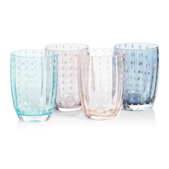 Contemporary Portofino Blue Glass Tumbler - Set of 4 For Sale - Image 3 of 5