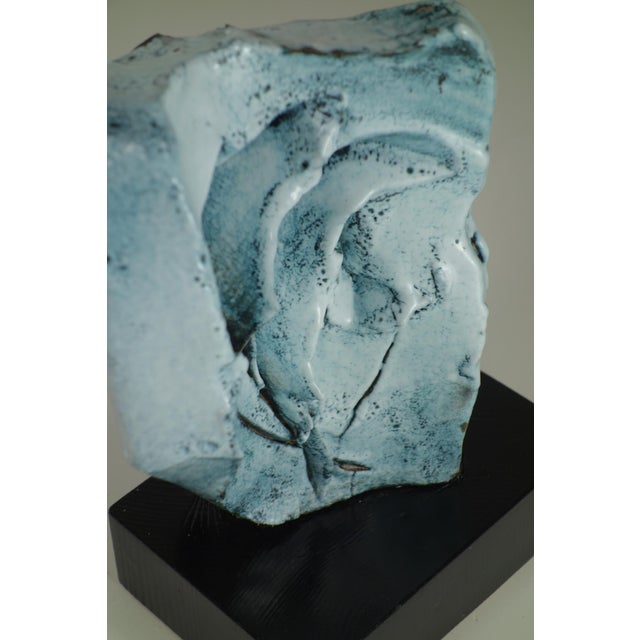 Modern Giuseppe Rossicone, Italian Abstract Art Sculpture, 1970s, Blue Ceramic For Sale - Image 3 of 8