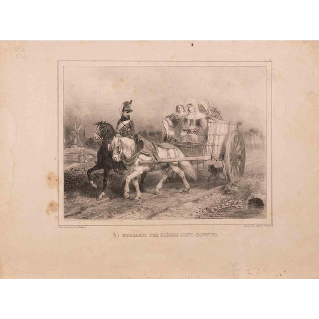 Auguste Raffet, Ô Hussard ! Tes pièges Sont Connus, Lithograph, 1830s For Sale - Image 3 of 3