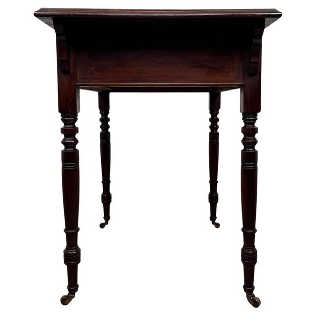 Early 20th Century Antique English Mahogany Writing Table with Green Leather Top For Sale - Image 9 of 12