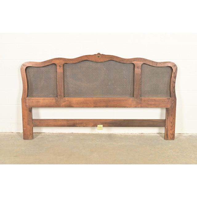 Henredon French Provincial Louis XV Carved Oak and Cane King Size Headboard, Circa 1960s For Sale - Image 10 of 13