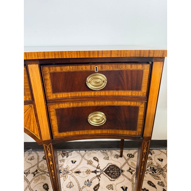 Councill Craftsmen Mahogany Inlaid Sideboard Buffet With Serpentine Front For Sale - Image 12 of 12