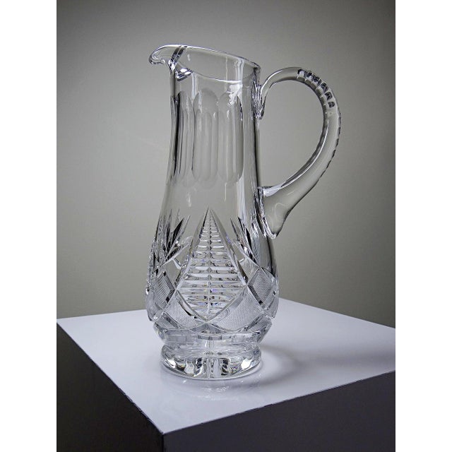 Large Cut Crystal Water Pitcher, 1980s For Sale - Image 4 of 11