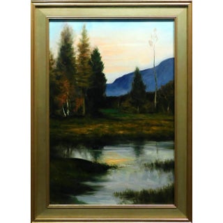 "The Lost Lake" Contemporary Rustic Landscape Oil Painting by Dennis Sheehan, Framed For Sale