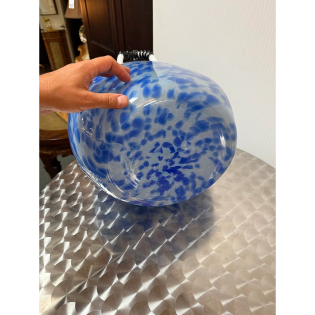 Circa 2000 Michael Fod Speckled Blue With White & Black Handles Vessel, Signed For Sale In San Francisco - Image 6 of 12